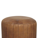 Buffalo Leather Boucle Footstool Artisan