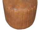Buffalo Leather Boucle Footstool Artisan