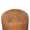 Buffalo Leather Boucle Footstool Artisan