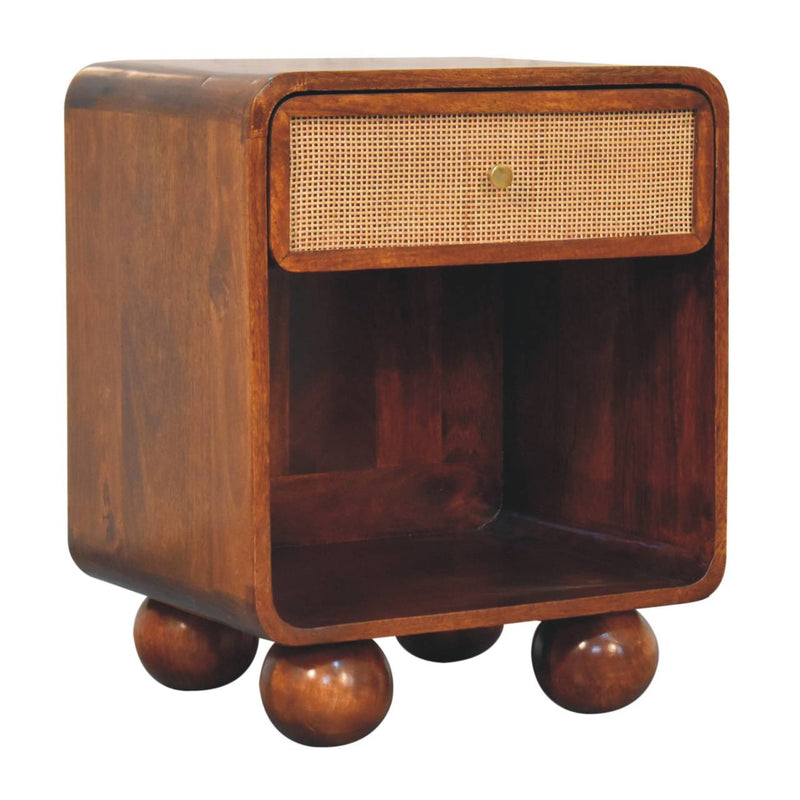Chestnut Open Woven Bedside Nightstand Artisan