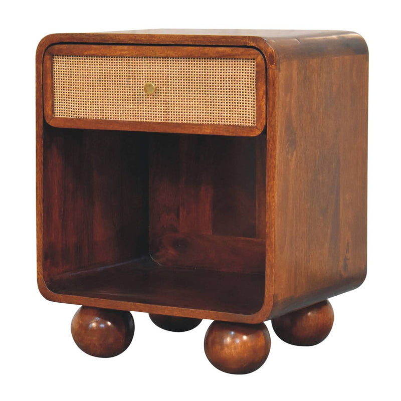 Chestnut Open Woven Bedside Nightstand Artisan