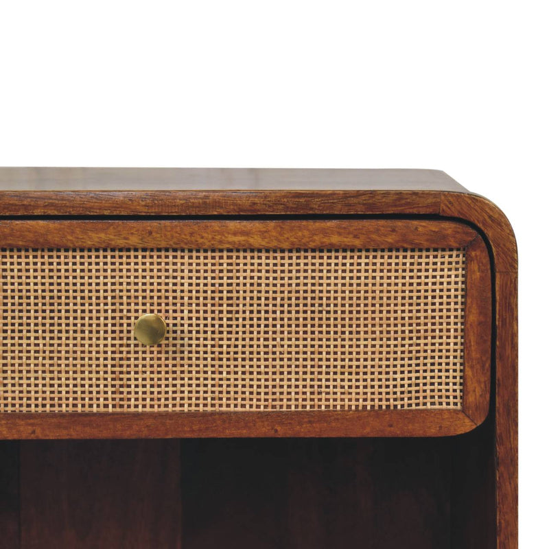 Chestnut Open Woven Bedside Nightstand Artisan