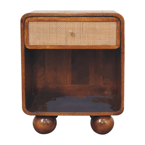 Chestnut Open Woven Bedside Nightstand Artisan