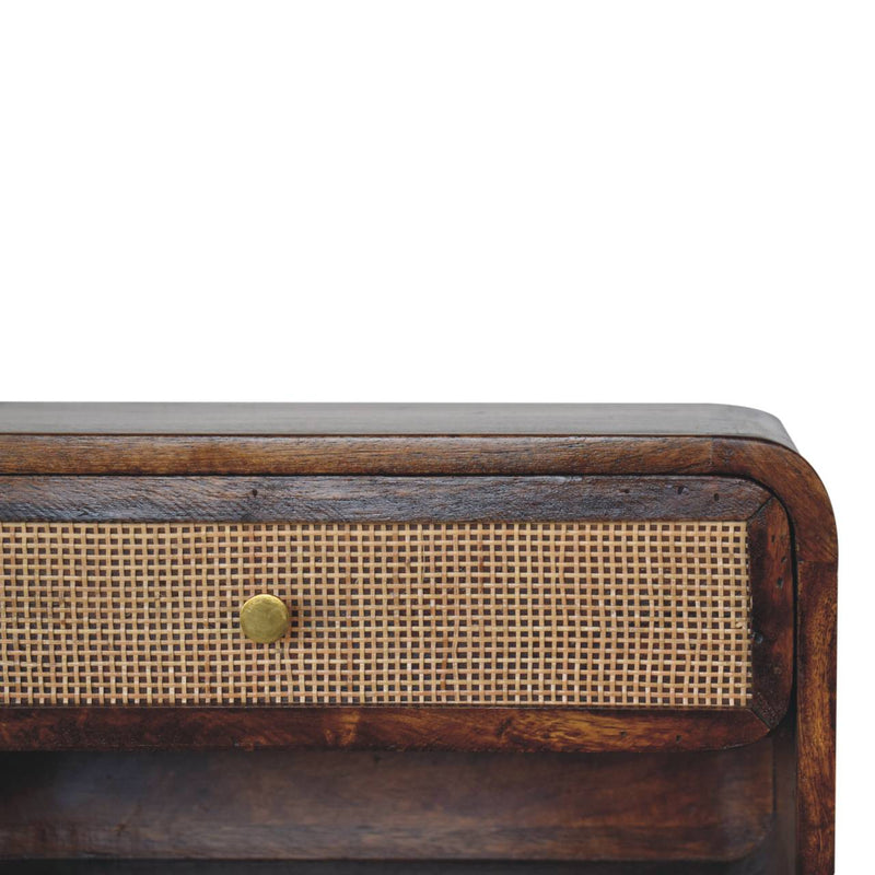 Chestnut Wall Mounted Open Woven Bedside Nightstand Artisan