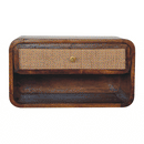 Chestnut Wall Mounted Open Woven Bedside Nightstand Artisan