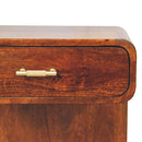Chestnut T-Bar Rounded Bedside Nightstand Artisan