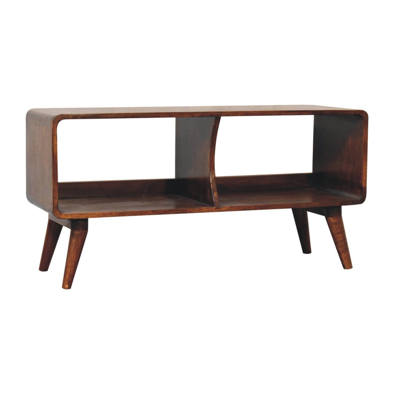 Curved Chestnut Double Slot Media Unit Artisan