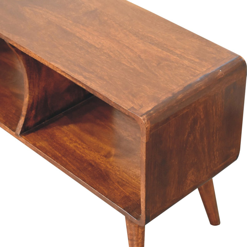 Curved Chestnut Double Slot Media Unit Artisan