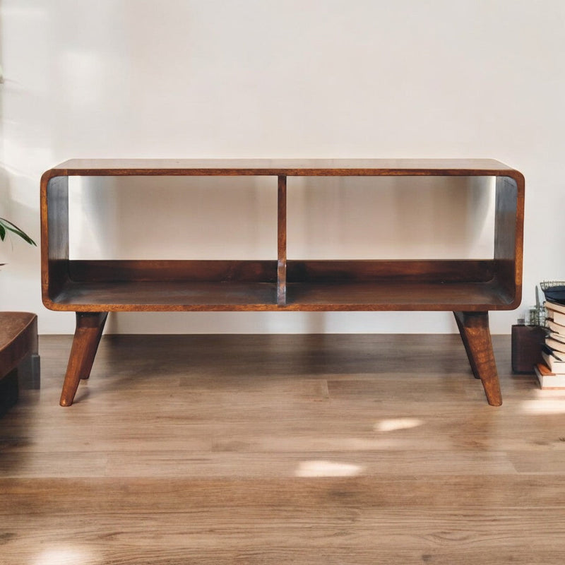 Curved Chestnut Double Slot Media Unit Artisan