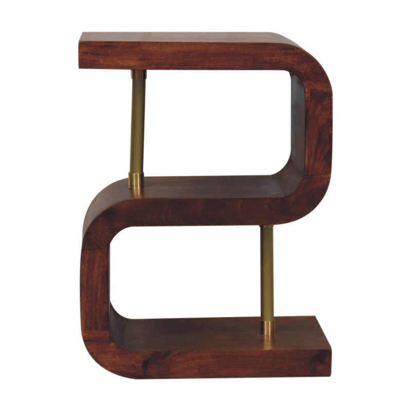 S-curve Brass Bedside Nightstand Artisan