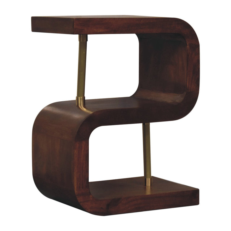 S-curve Brass Bedside Nightstand Artisan