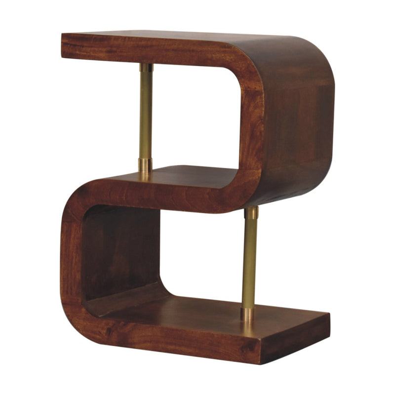 S-curve Brass Bedside Nightstand Artisan