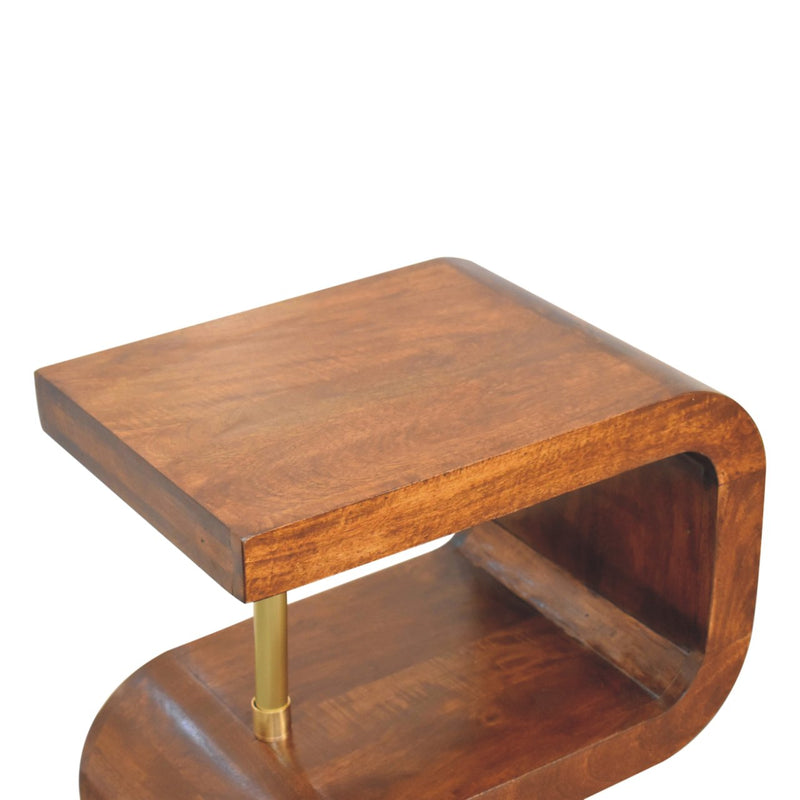 S-curve Brass Bedside Nightstand Artisan