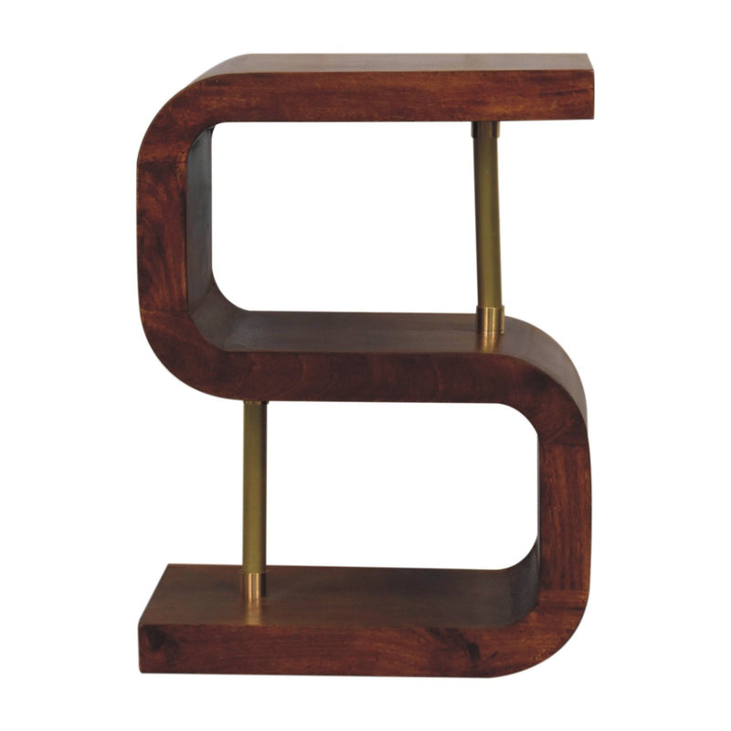 S-curve Brass Bedside Nightstand Artisan