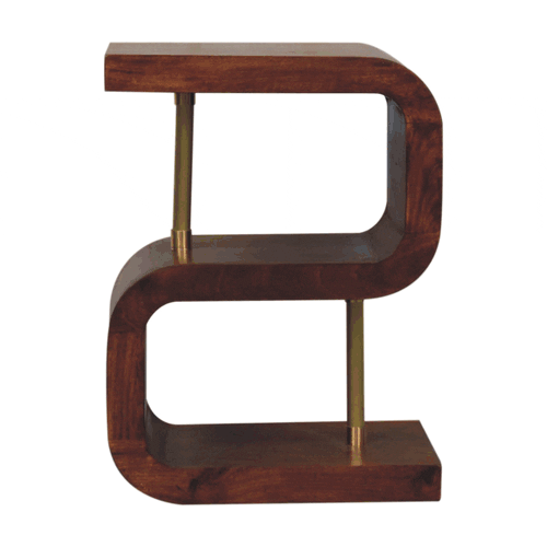 S-curve Brass Bedside Nightstand Artisan