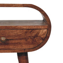 Honey Caramel Circular Bedside Nightstand with Open Slot Artisan