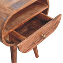 Honey Caramel Circular Bedside Nightstand with Open Slot Artisan