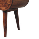 Honey Caramel Circular Bedside Nightstand with Open Slot Artisan