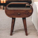 Honey Caramel Circular Bedside Nightstand with Open Slot Artisan