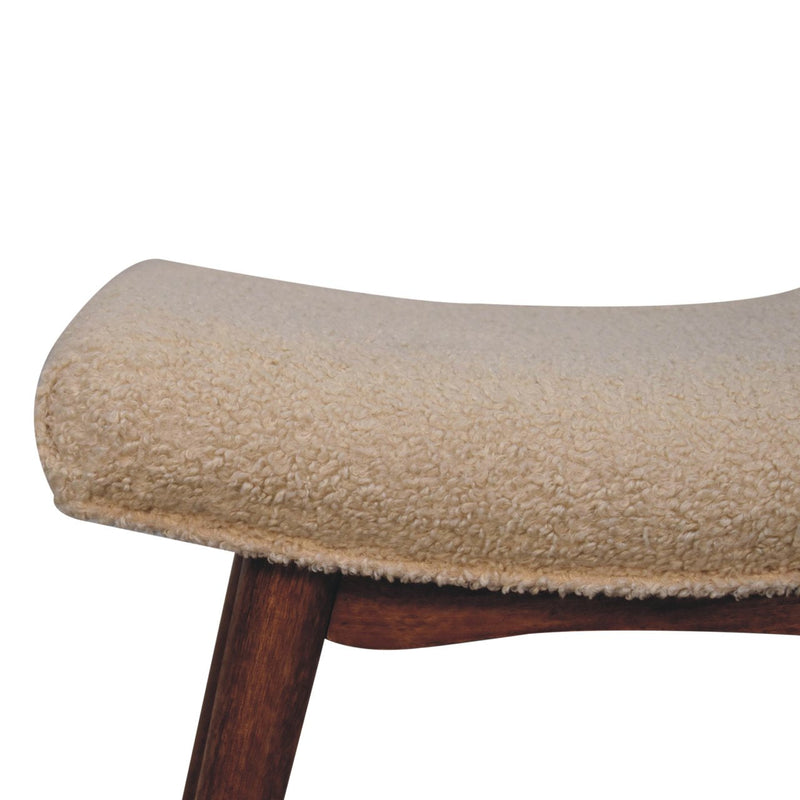 Honey Caramel Boucle Cream Curved Bench Artisan