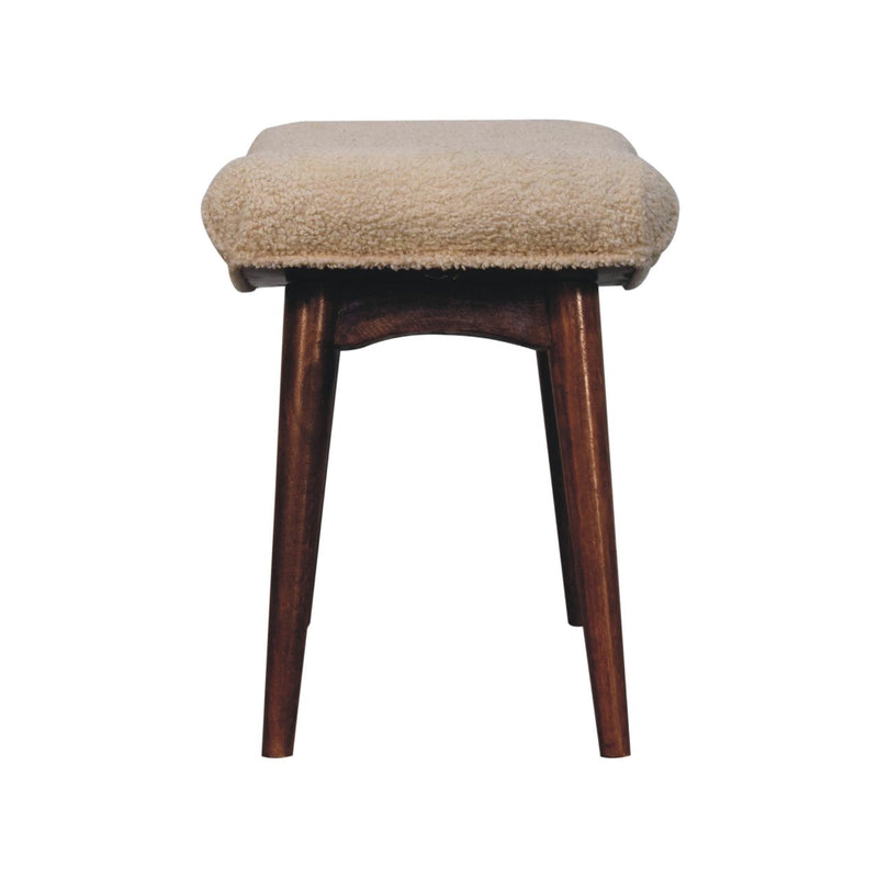 Honey Caramel Boucle Cream Curved Bench Artisan