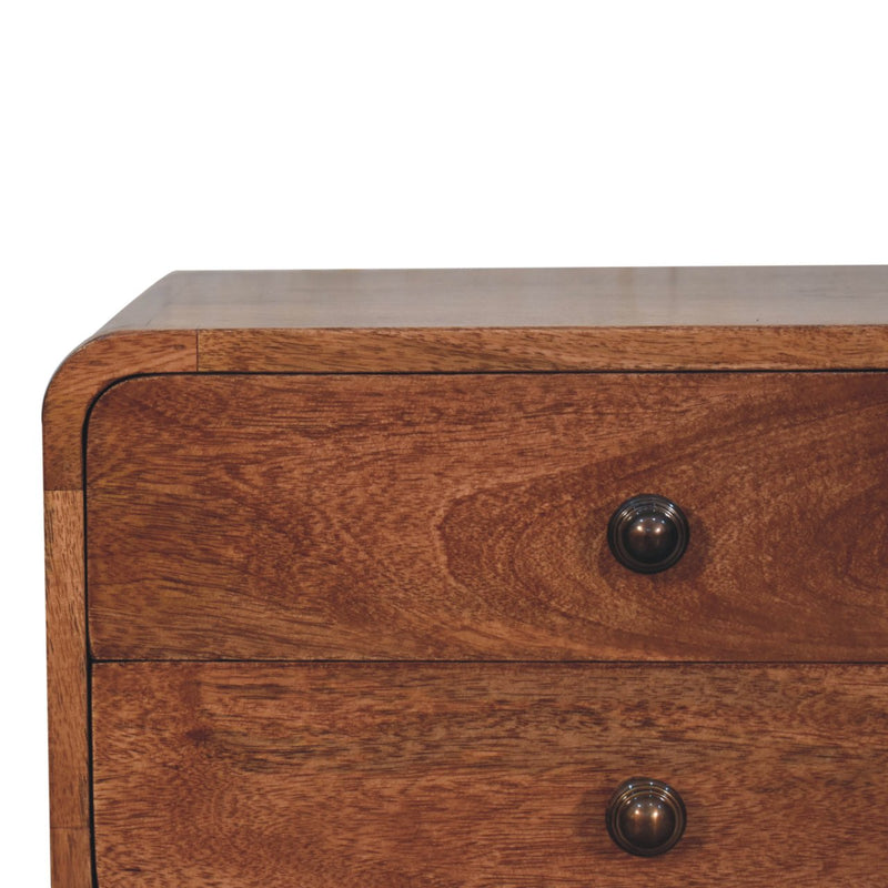 Curved Honey Caramel Bedside Nightstand Artisan