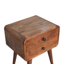 Curved Honey Caramel Bedside Nightstand Artisan