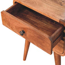 Curved Honey Caramel Bedside Nightstand Artisan