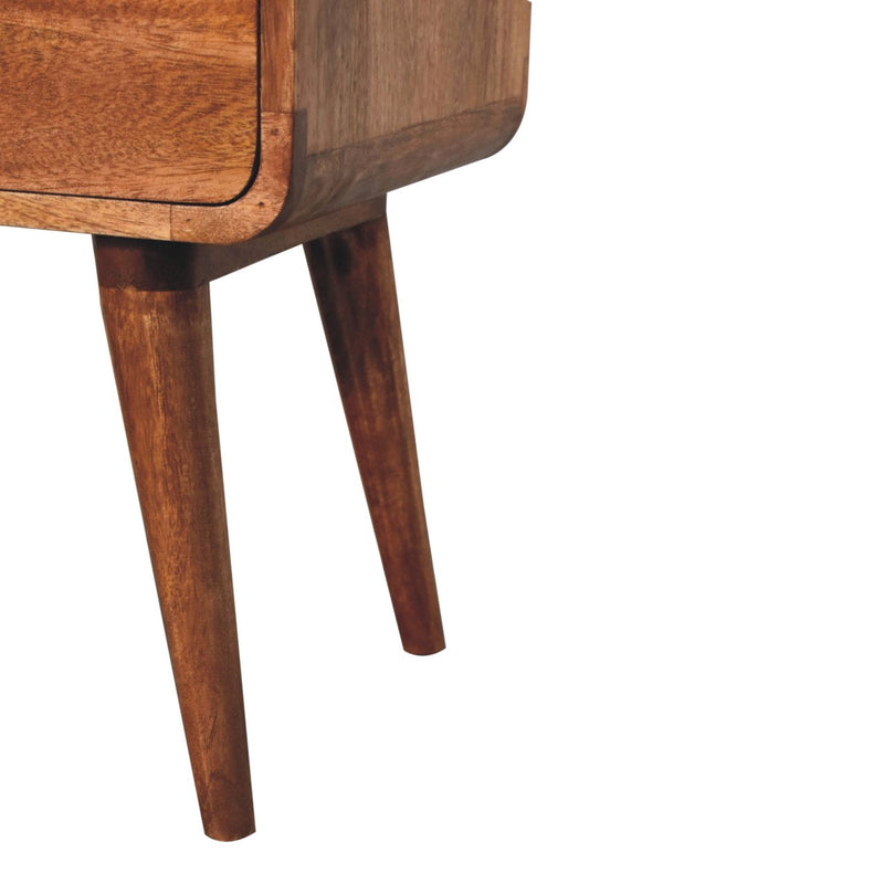 Curved Honey Caramel Bedside Nightstand Artisan