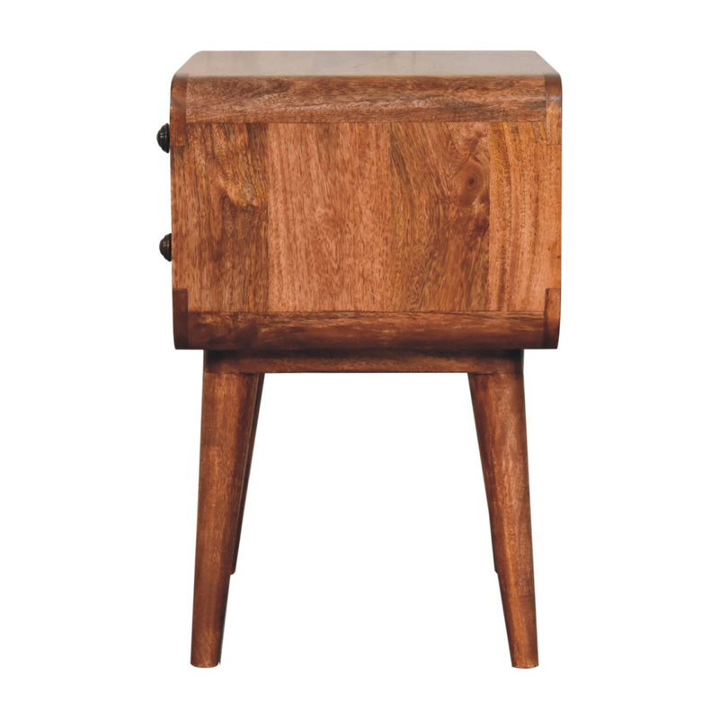 Curved Honey Caramel Bedside Nightstand Artisan