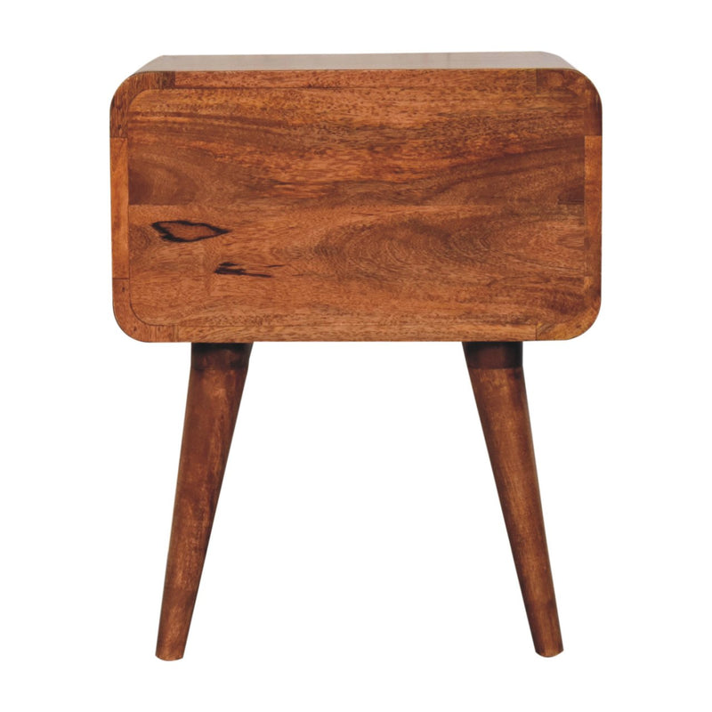 Curved Honey Caramel Bedside Nightstand Artisan