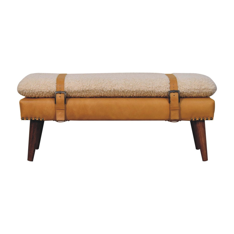 Boucle x Tan Leather Bench Artisan