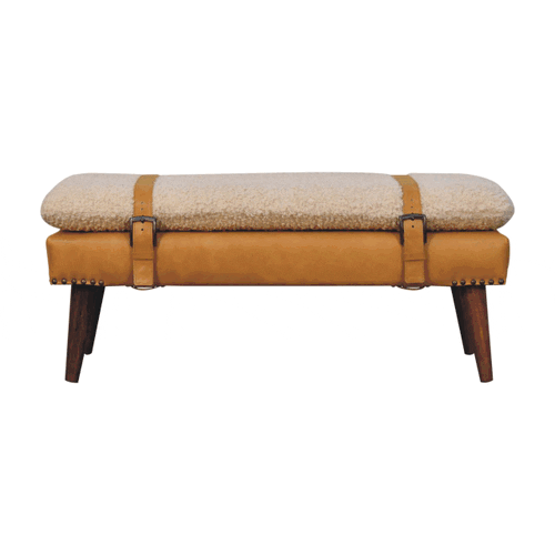 Boucle x Tan Leather Bench Artisan