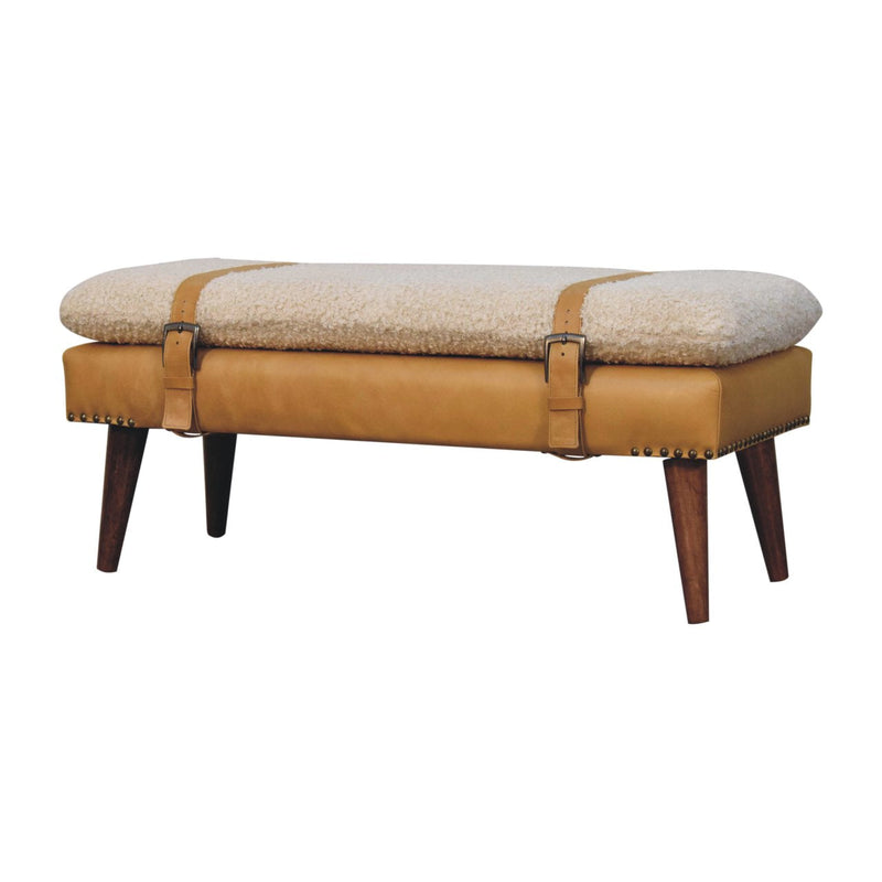 Boucle x Tan Leather Bench Artisan