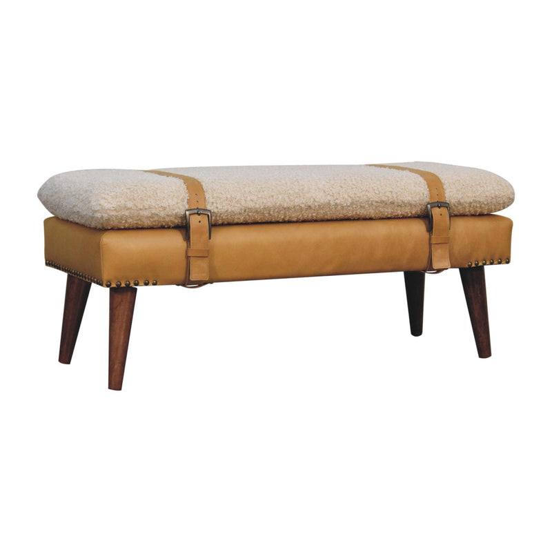 Boucle x Tan Leather Bench Artisan