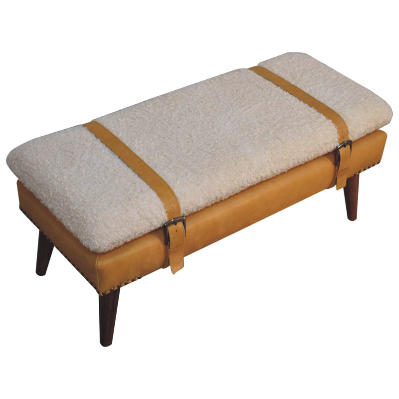 Boucle x Tan Leather Bench Artisan