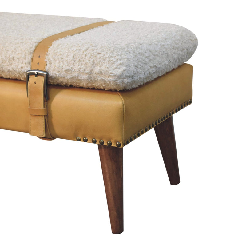Boucle x Tan Leather Bench Artisan