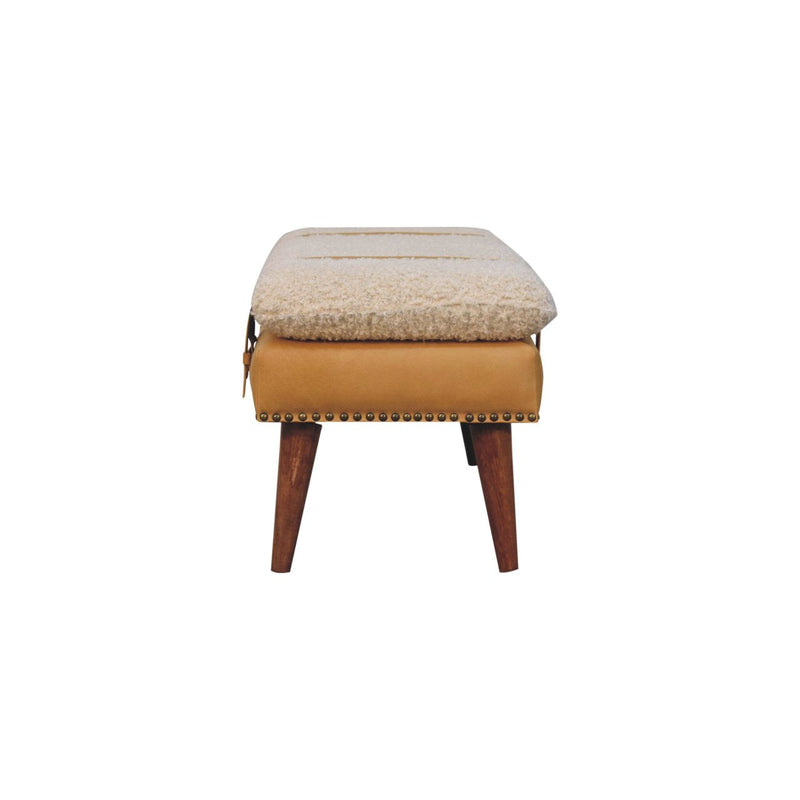 Boucle x Tan Leather Bench Artisan