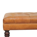 California Walnut Buffalo Brown Leather Ottoman with Castor Legs Artisan