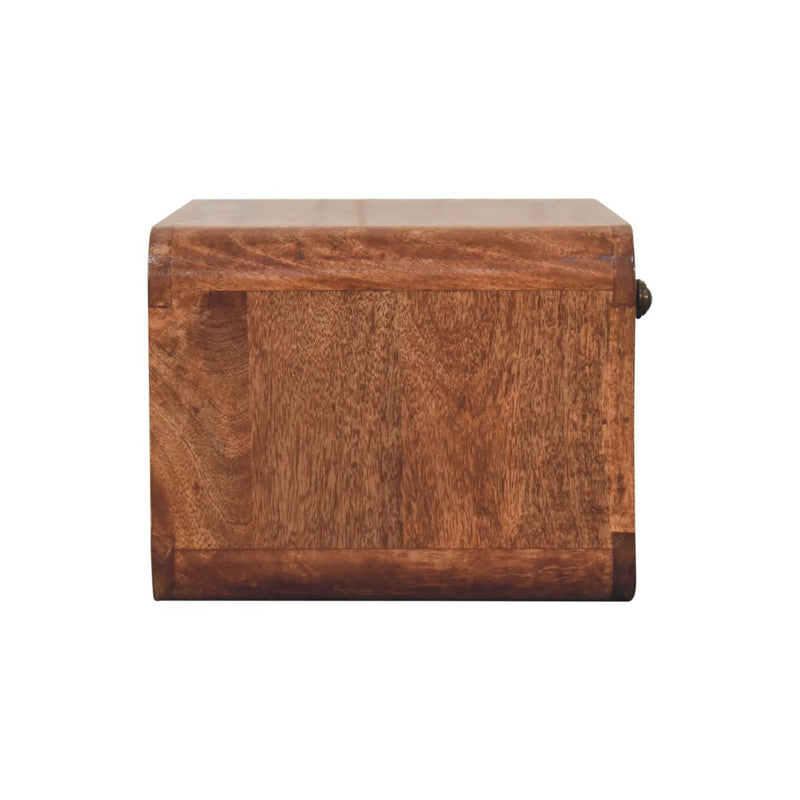 Curved Honey Caramel Wall Mounted Bedside with Open Slot