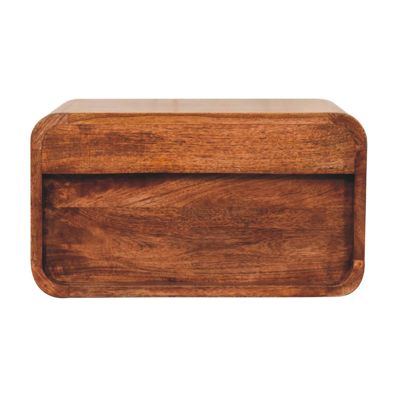 Curved Honey Caramel Wall Mounted Bedside with Open Slot