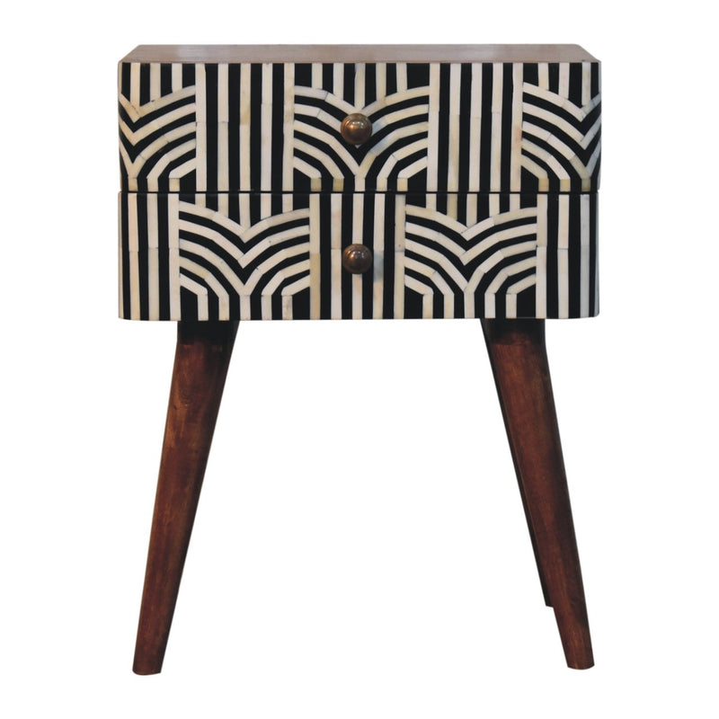 Honey Caramel Edessa Bone Inlay Bedside Nightstand Artisan