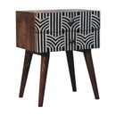 Honey Caramel Edessa Bone Inlay Bedside Nightstand Artisan