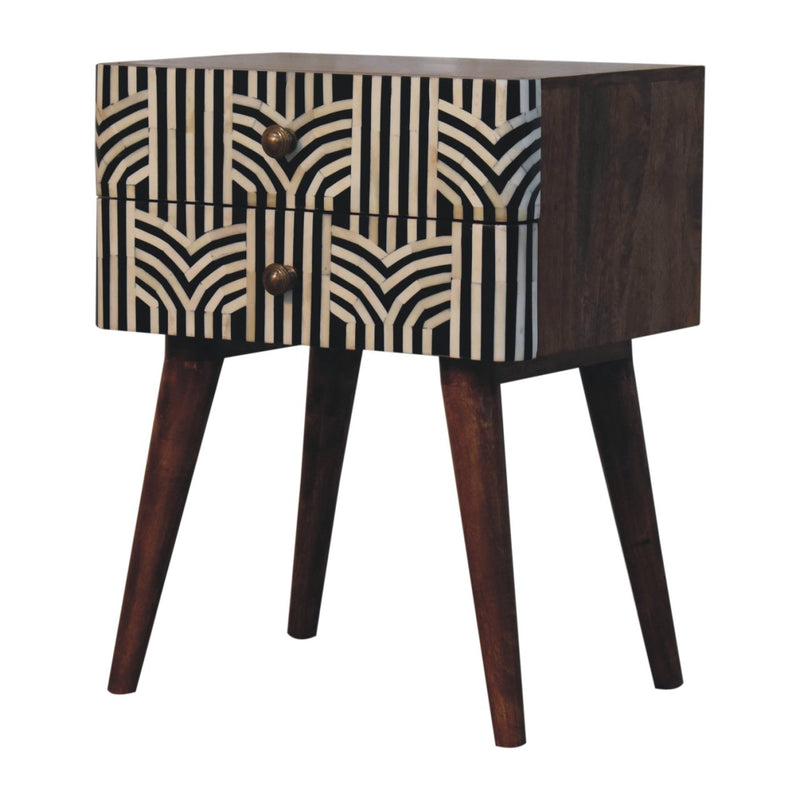 Honey Caramel Edessa Bone Inlay Bedside Nightstand Artisan
