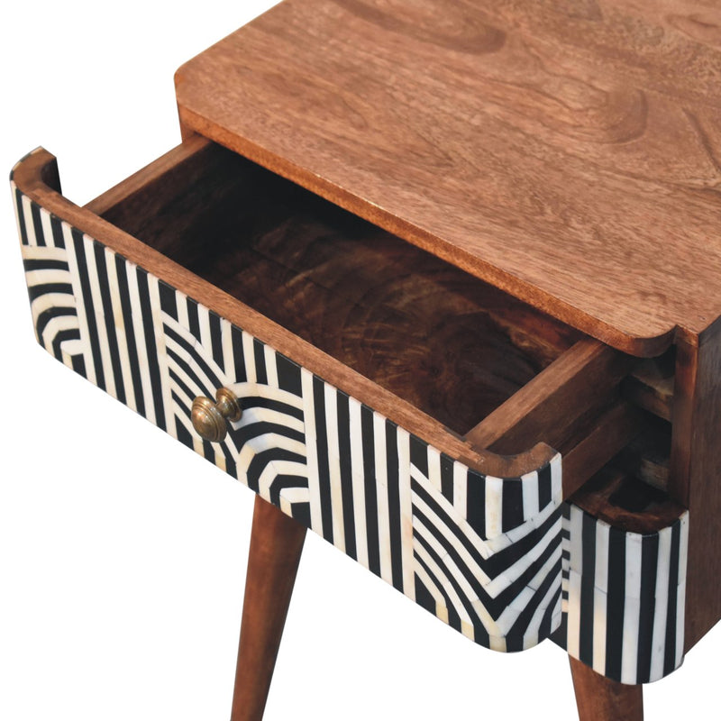 Honey Caramel Edessa Bone Inlay Bedside Nightstand Artisan
