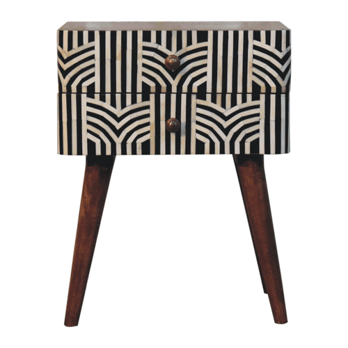 Honey Caramel Edessa Bone Inlay Bedside Nightstand Artisan