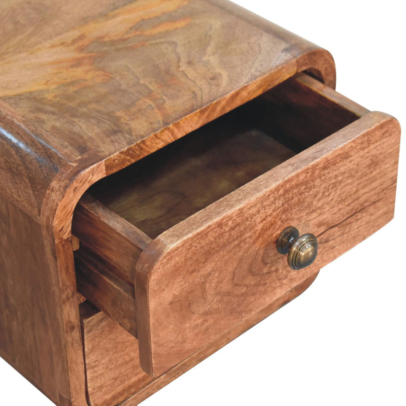 Mini Curved Honey Caramel Wall Mounted Bedside