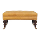 Honey Caramel Buffalo Tan Leather Ottoman with Castor Legs Artisan