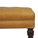 Honey Caramel Buffalo Tan Leather Ottoman with Castor Legs Artisan