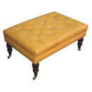 Honey Caramel Buffalo Tan Leather Ottoman with Castor Legs Artisan